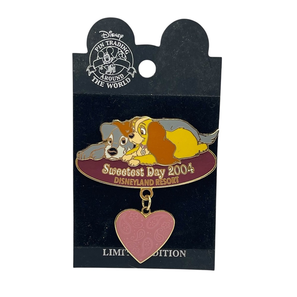 Lady and The Tramp Disney Pin LE 1000 Limited Edition Sweetest Day 2004 Dangle